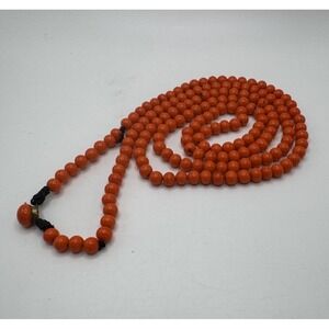 Retro Vintage Orange Glass Bead Strand 41" Necklace